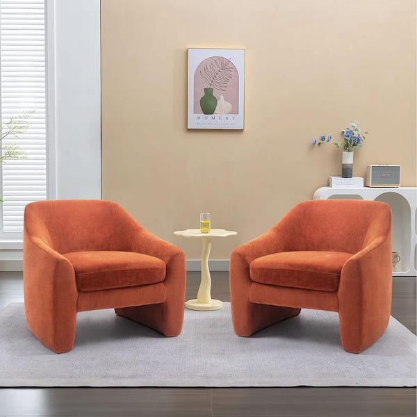Uixe Modern Orange Chenille Accent Arm Chair (Set of 2)