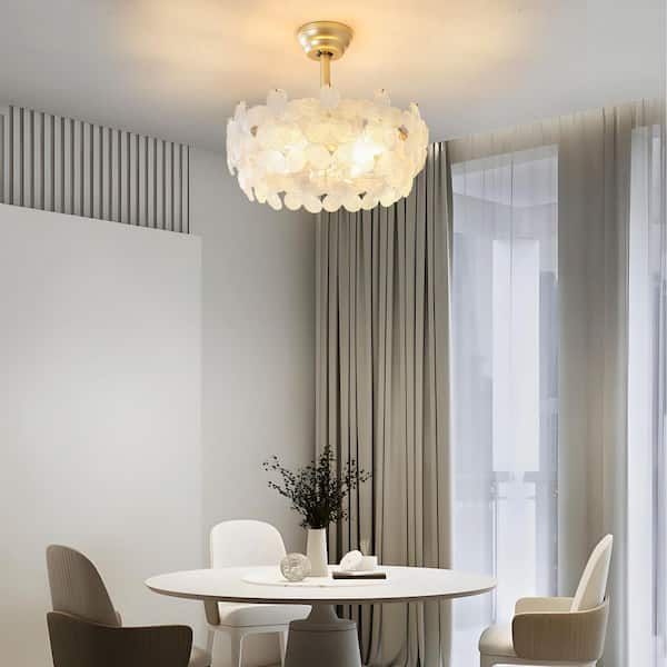 KAISITE 19 in. Indoor Modern Enclosed Crystal Flower Gold