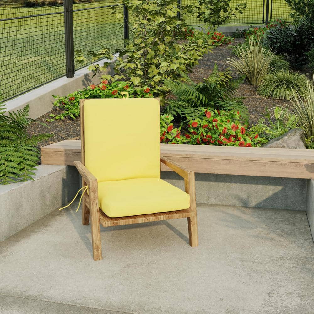 Sunray Yellow Polyester Outdoor Chair Cushion with Ties and Hanger Loop