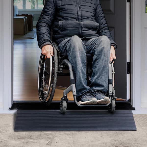 1.2 in. Rise Cuttable Threshold Ramp for Sweeping Robot, 35.4 in. Wide Natural Rubber Wheelchair Ramp, Non-Slip Ramp
