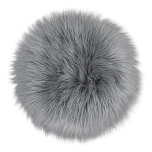 Faux Sheepskin Fur Gray 8 ft. RoundFuzzy Cozy Furry Rugs Area Rug