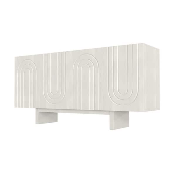 Clihome White MDF 63 in. W Sideboard Cabinet with 4-Doors