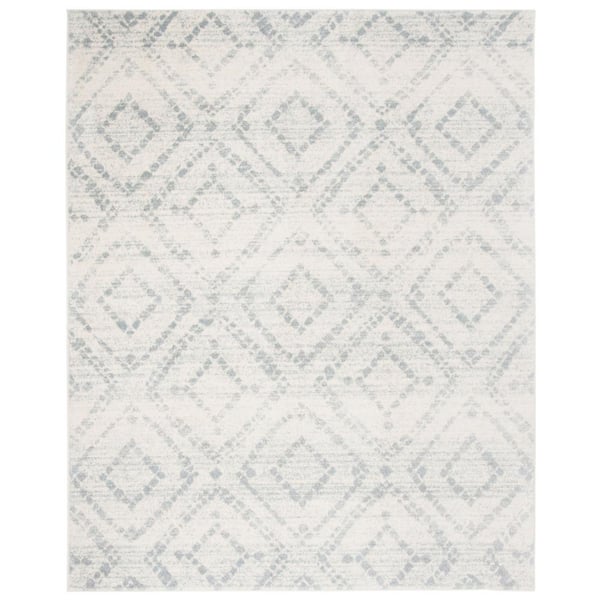 Adirondack Ivory/Light Blue 11 ft. x 15 ft. Multi-Diamonds Area Rug