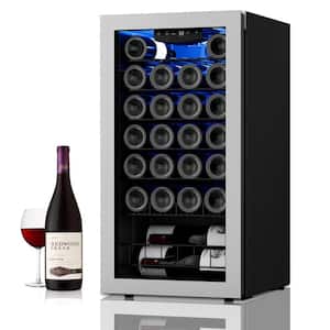 16.9 in. W 28-Bottle Freestanding Compressor Wine Cooler Refrigerator Mini Fridge Cellar Cooling Unit in Stainless Steel