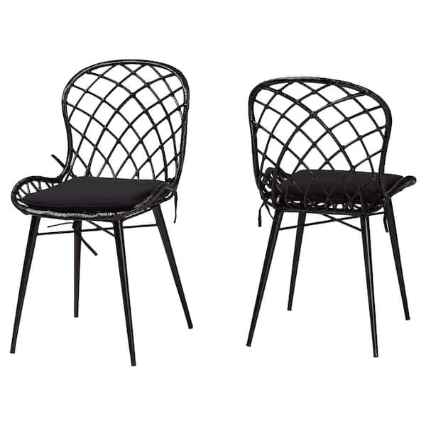 bali & pari Sabelle Black Rattan Dining Chair (Set of 2)