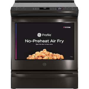 Profile 5.3 cu. ft. Electric Range with Steam-Cleaning Convection Oven and Air Fry in Black Stainless Steel