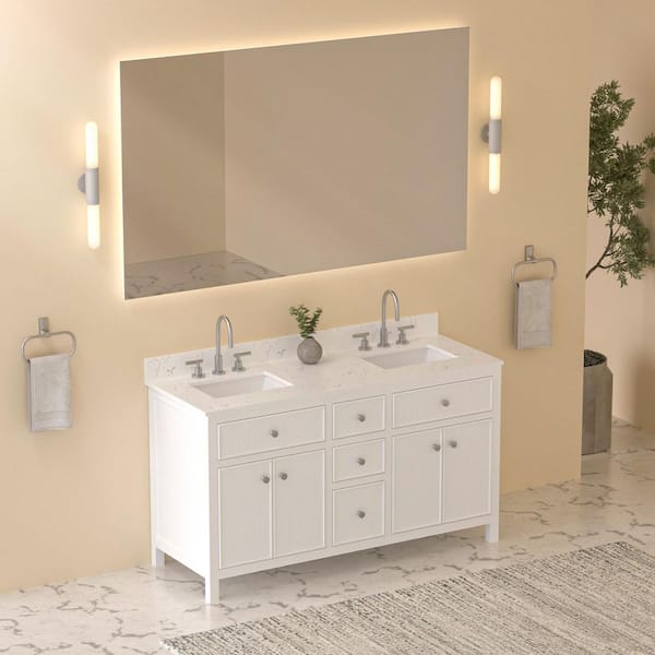 NaTa様 YASINU Vanta 60 in. Double Sink Freestanding White Bath Vanity