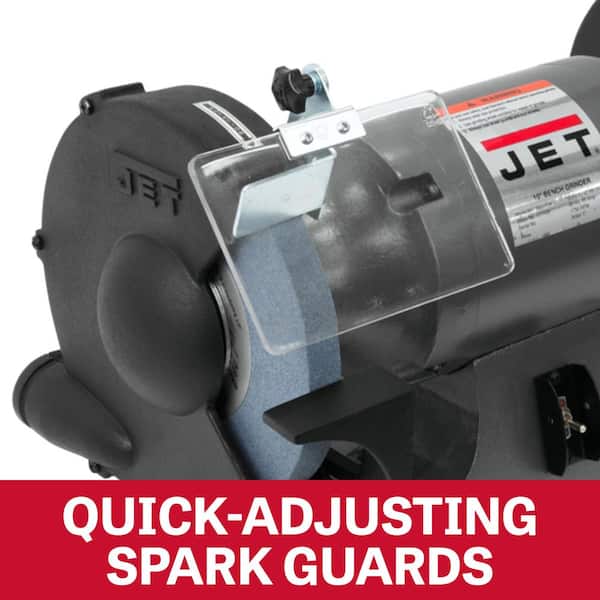 Jet 1.5 HP 10 in. Industrial Metalworking Bench Grinder, 115-Volt