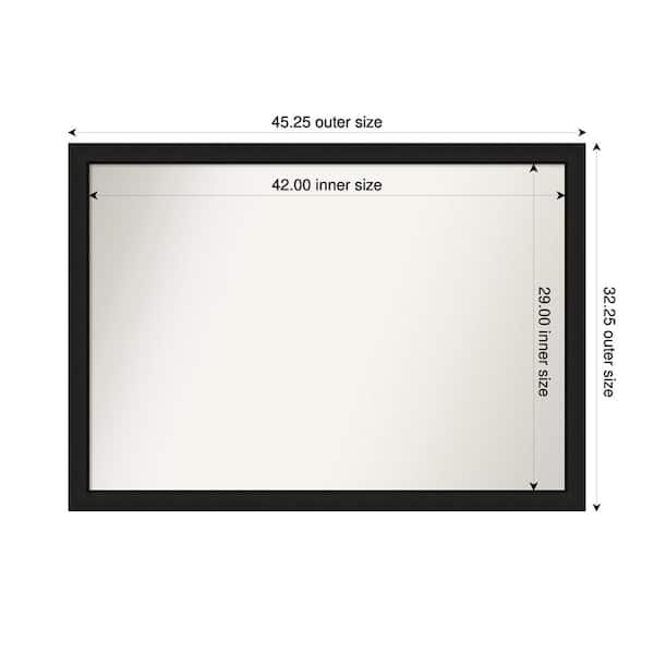 Amanti Art Midnight Black Narrow 45.25 in. x 32.25 in. Custom Non-Beveled Wood FramedBathroom Vanity Wall Mirror