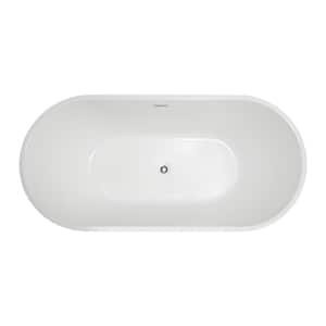 Chand 55 in. Acrylic Flatbottom Freestanding Bathtub in White