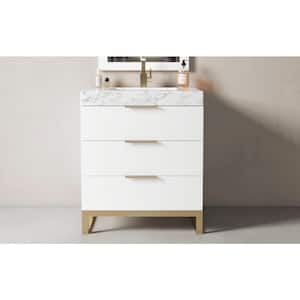 Hammond 30 in. W x 22 in. D x 33.5 in. H Single Bath Vanity in White with White Quartz Counter Top with White Basin