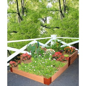 Two Inch Series 4 ft. x 8 ft. x 11 in. Terraced Multi-Level Classic Sienna Composite Raised Garden Bed Kit