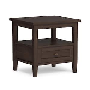 Warm Shaker 20 in. Wide Rectangle Solid Wood End Table in Warm Walnut Brown