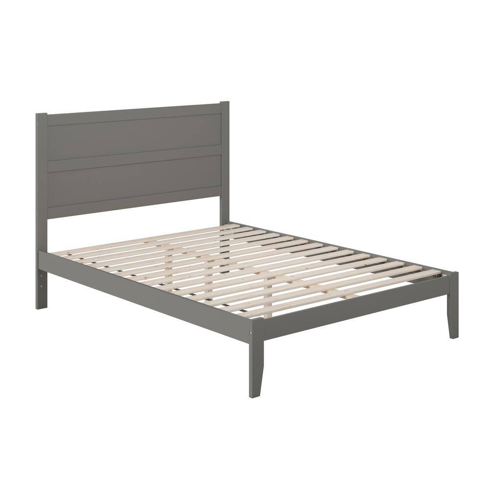 Noho Gray Queen Upholstered Wood Platform Bed with Headboard and Slats