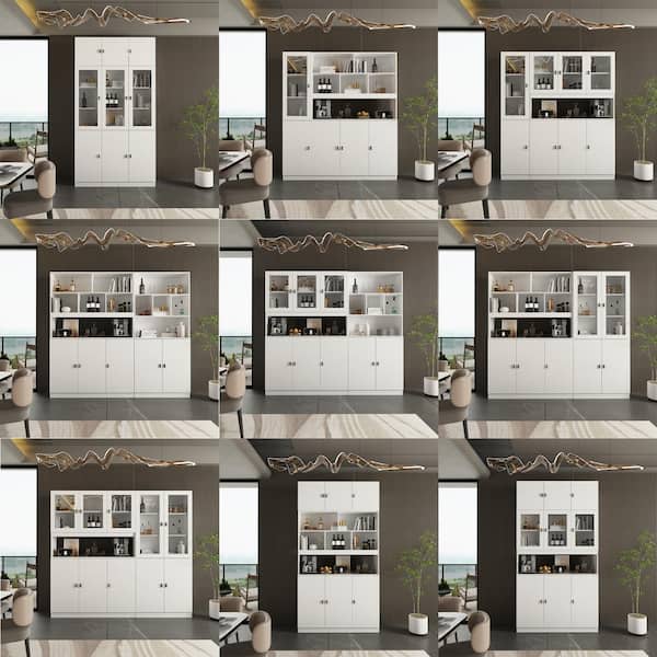 FUFU&GAGA White Wood Storage Cabinet Buffet and Hutch