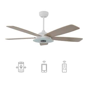 Hardley 52 in. Dimmable LED Indoor/Outdoor White Smart Ceiling Fan with Light and Remote, Works with Alexa/Google Home