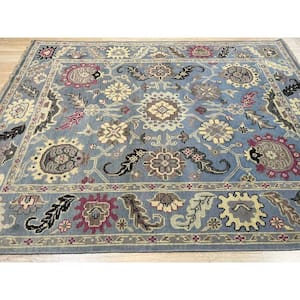 Light Blue 8 ft. x 10 ft. Hand-Knotted Wool Traditional Rug Area Rug