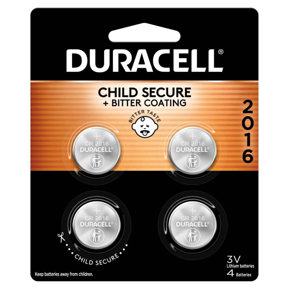 Duracell 3V Lithium Coin Battery, 2016, 4 Pack, Silver