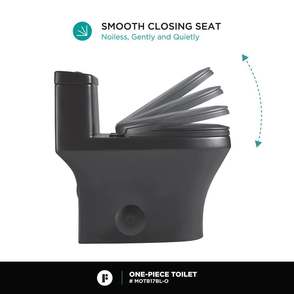 Black Matte Elongated Free Standing Dual Flush Toilet