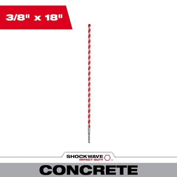 Milwaukee 3/8 in. x 16 in. x 18 in. Carbide Hammer Drill Bit for Concrete, Stone, Masonry Drilling