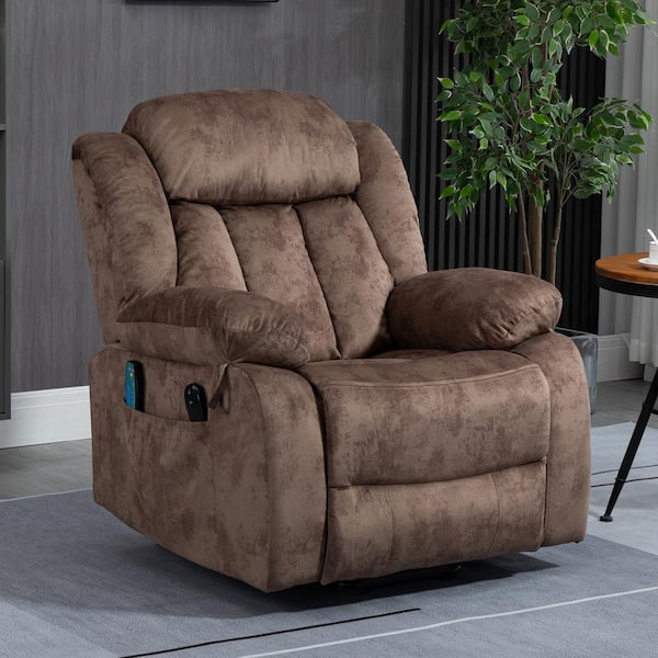 Velvet Power Lift Recliner Chair with Massage and Heat for Elderly, Pillow Included Latitude Run Fabric: Brown Velvet