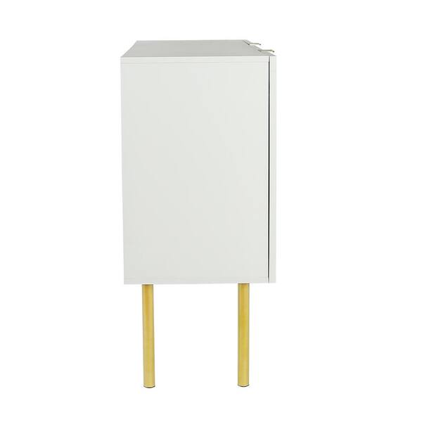 47.2-in W x 16.5-in D x 36.6-in H in White Particle Board Assemble Upper Pantry Kitchen Cabinet with Gold Metal Legs