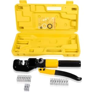 10T Hydraulic Cable Crimping Tool 0.43 in. Stroke with 12-2/0AWG and 9 Pairs of Die Sets, YQK-70