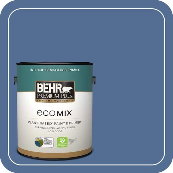 1 gal. #M530-6 Charter Blue Semi-Gloss Enamel EcoMix Plant-Based Interior Paint & Primer