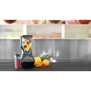 Mega Kitchen System 72oz Pitcher 5-Speed Blender & 8 Cup Food Processor with 16oz Travel Cups, Dishwasher Safe in Black