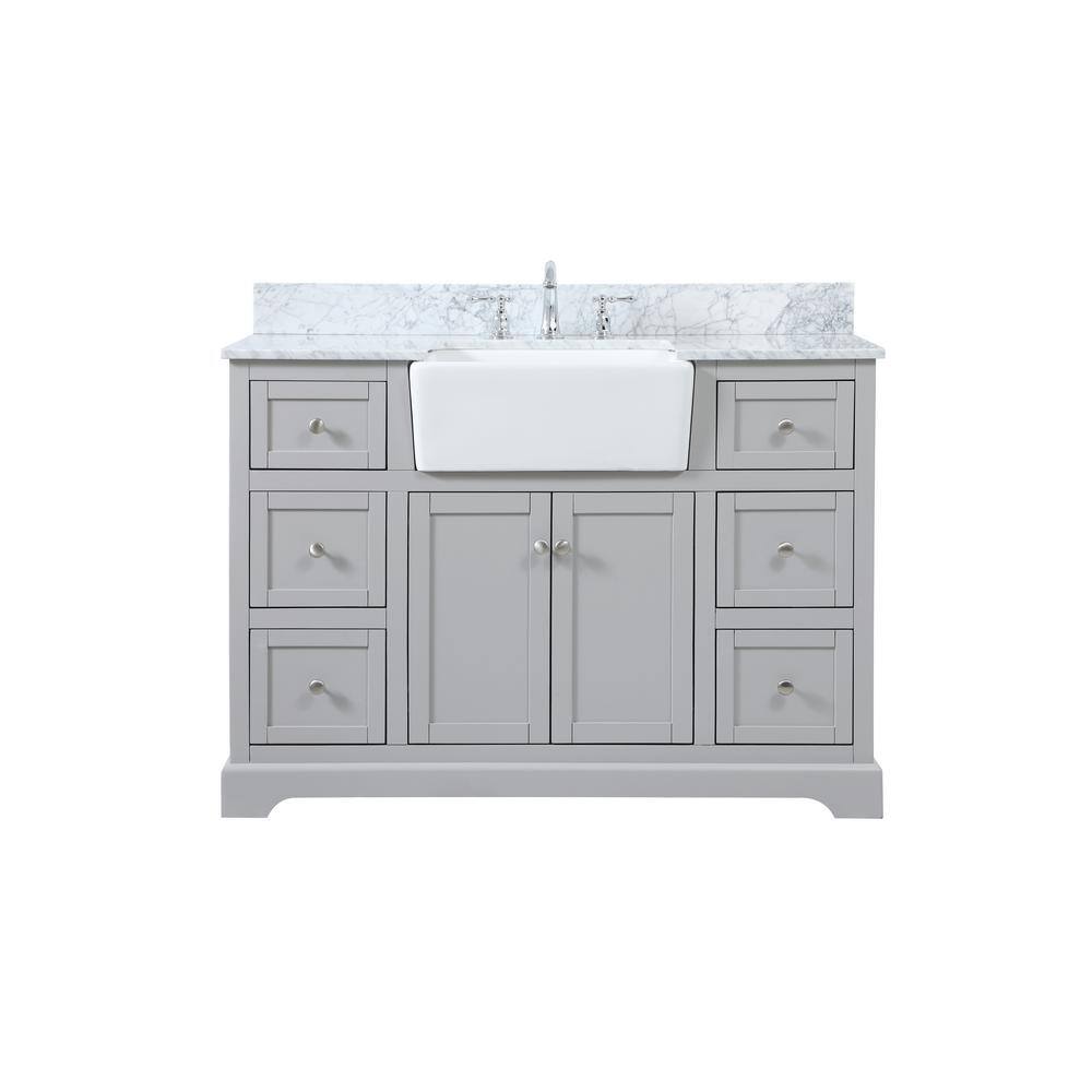 Timeless Home 48 in. W x 22 in. D x 34.75 in. H Bath Vanity in Grey with Ca