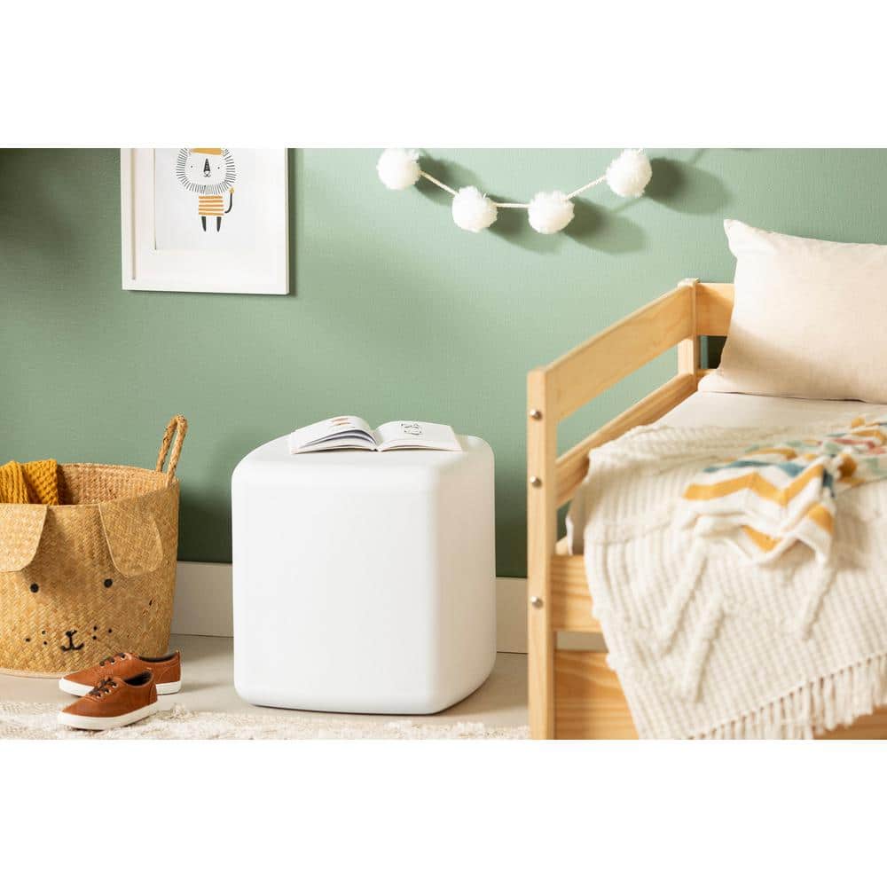 White Polyethylene Resin Cubic Scandinavian Nightstand