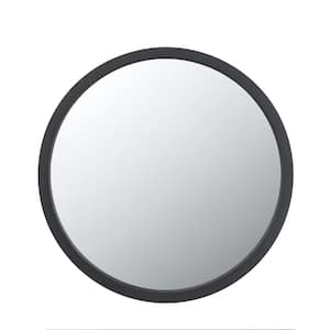 Minimalist Design 20 in. W x 20 in. H Round Wooden Black Frame Wall Mirror