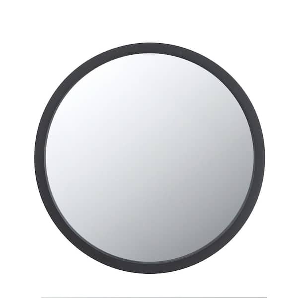 Tatahance Minimalist Design 20 in. W x 20 in. H Round Wooden Black Frame Wall Mirror