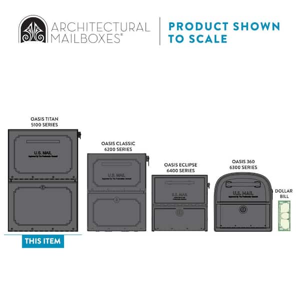 Oasis Post-Mount or Column-Mount Locking Mailbox in Black with Outgoing Mail Indicator