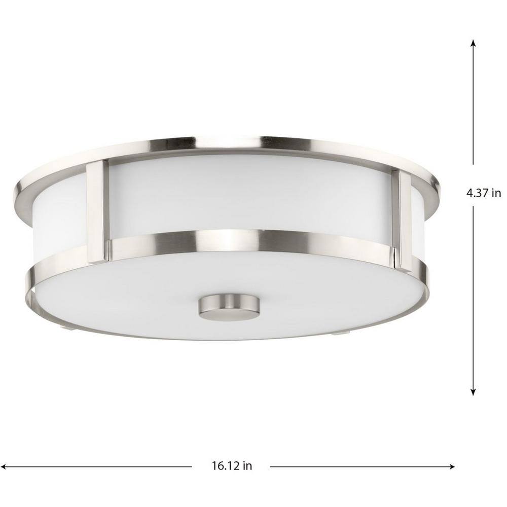 Gilliam 16" Brushed Nickel and Glass 3-Light Flush Mount