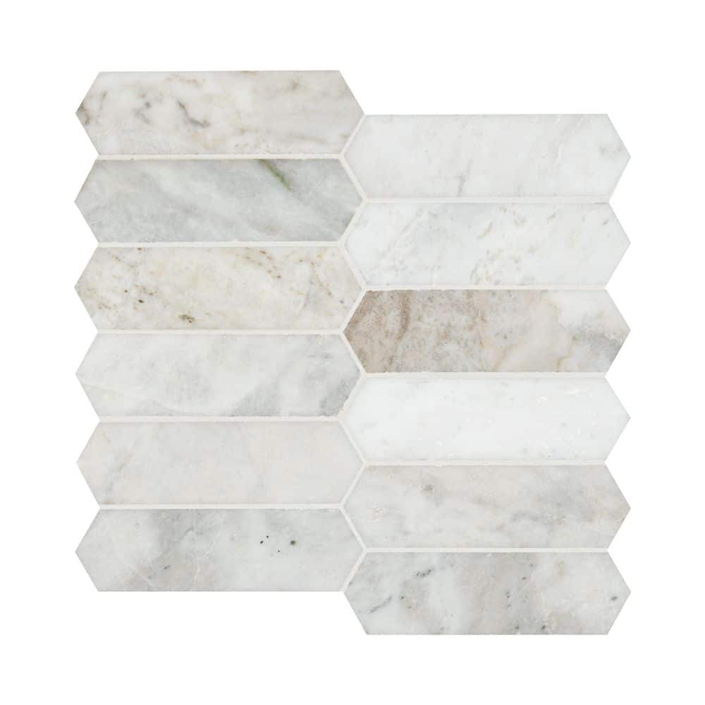 Arabescato Venato White Picket 12 in. x 12 in. x 0.38 in. Honed Marble Mesh-Mounted Mosaic Tile (9.8 sq.ft./Case) price history on PriceWatchPro