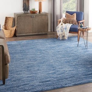 Essentials 9 ft. x 9 ft. Navy Blue Square Solid Contemporary Indoor/Outdoor Patio Area Rug