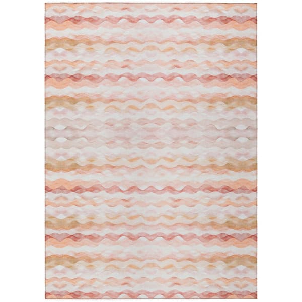 Addison Rugs Surfside Orange 8 ft. x 10 ft. Geometric Indoor/Outdoor Area Rug
