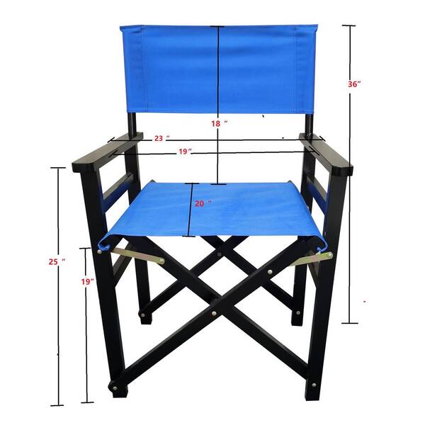 Black Frame/Blue Canvas Lawn Chair, Suitable for adults, foldable