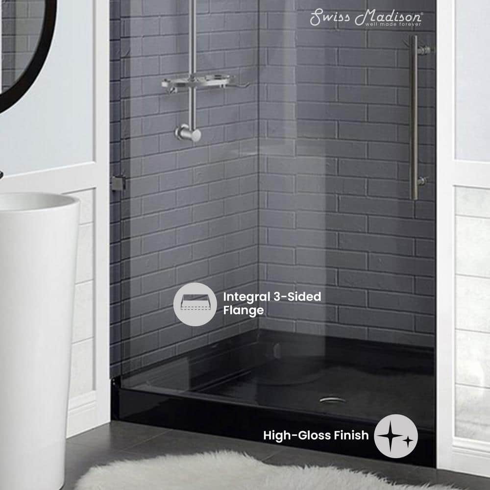 Voltaire 36" x 36" Glossy Black Acrylic Shower Base