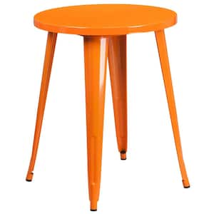 Orange Round Metal Outdoor Bistro Table