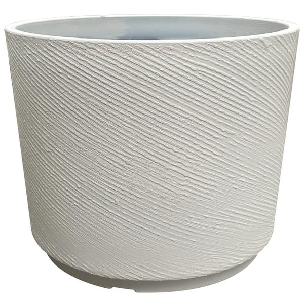 Vigoro Jaewon Large White Textured Plastic Planter (16.5 in. L x