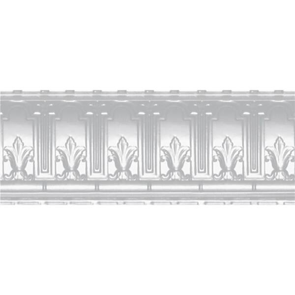 Shanko 9-1/2 in. x 4 ft. x 9-1/2 in. Powder-Coated White Nail-up/Direct Application Tin Ceiling Cornice (6-Pack)