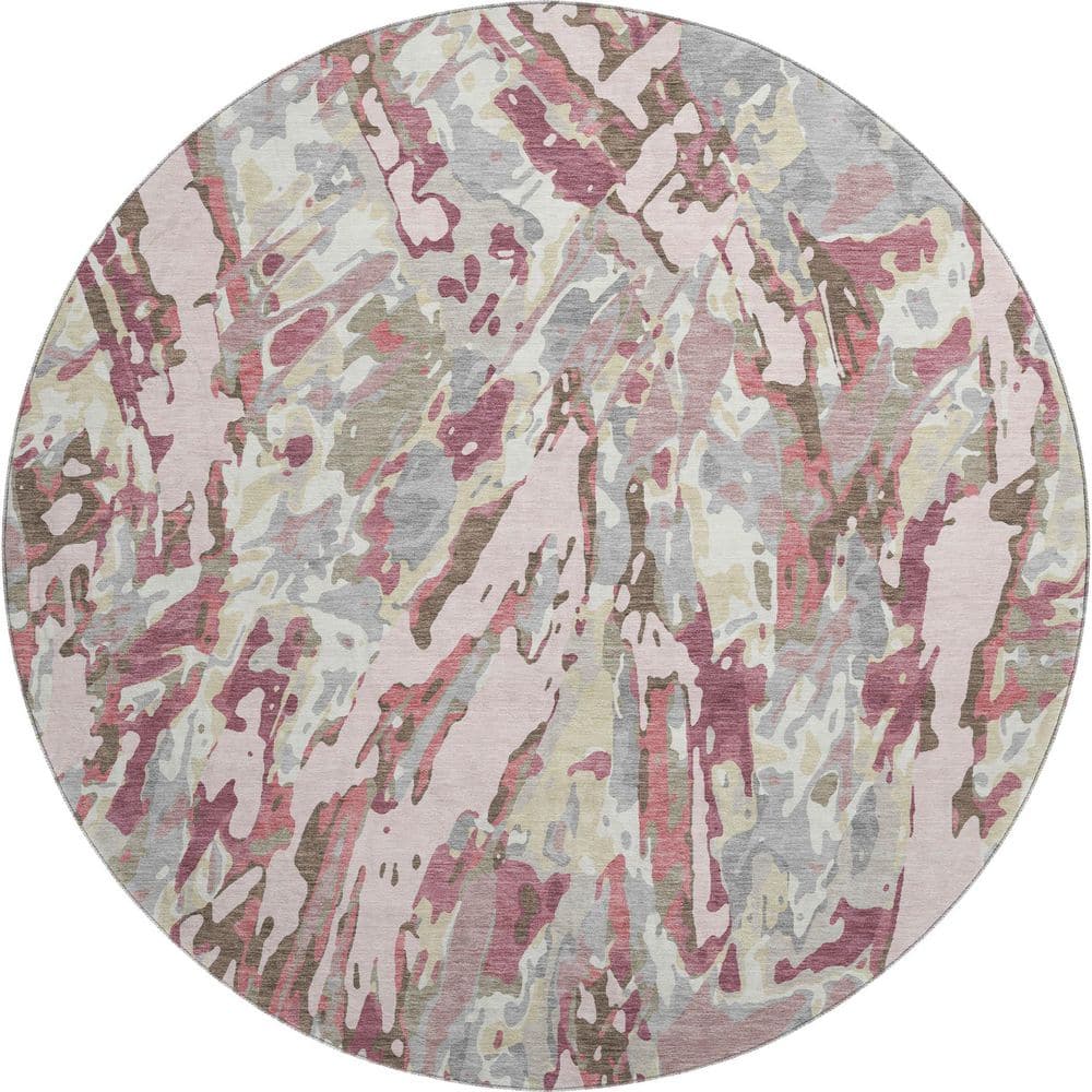 Mayfield Premium Machine Washable Abstract AMF2441 Blush 8 ft. x 8 ft. Round Rug price history on PriceWatchPro