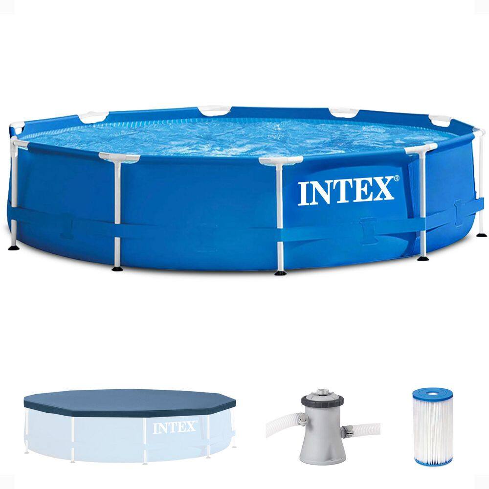 Steel Frame 10 ft. x 30 in. Outdoor Round Shape Swimming Pool with Filter Pump and Cover