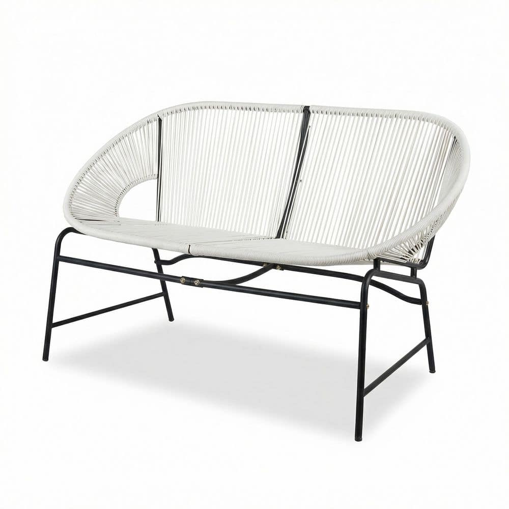 Black Metal Wicker Outdoor Loveseat in White for Patio, Garden, Backyard price history on PriceWatchPro