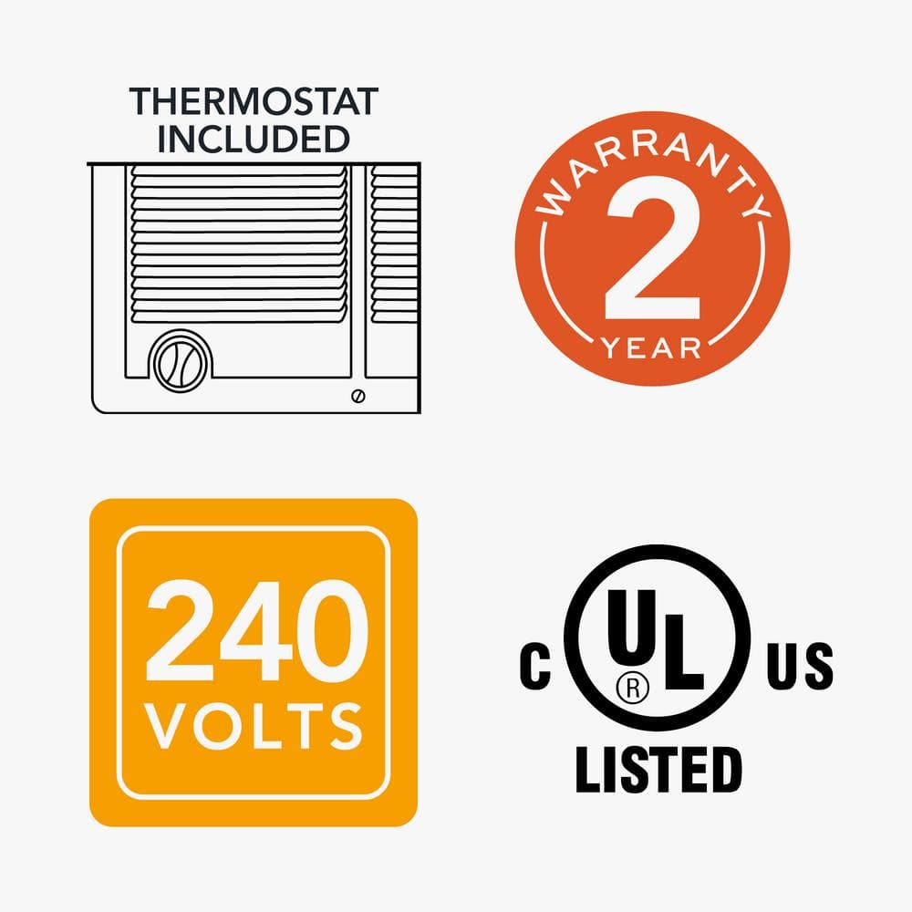 Black Twin Fan-Forced Electric Wall Heater with Thermostat