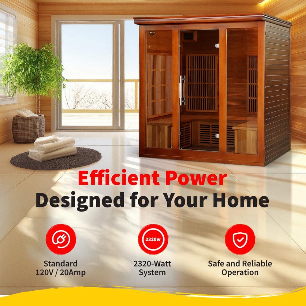 Elite 5-Person Canadian Red Cedar Infrared Sauna