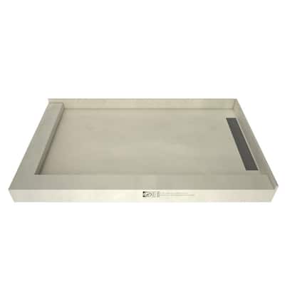 WonderFall Trench 30 in. x 60 in. Double Threshold Shower Base with Right Drain and Tileable Trench Grate