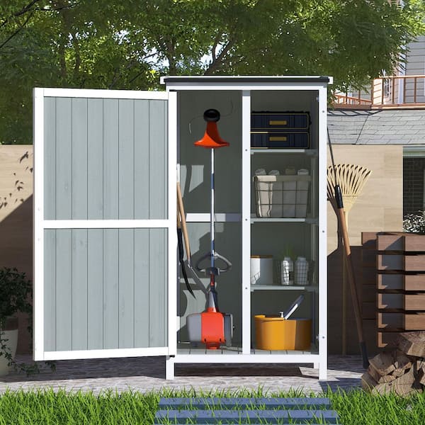 Caelum Outdoor 2.29 ft. W x 1.71 ft. D Wood Storage Shed with Sloped Roof & 5 Customizable Compartments (3.92 sq. ft. )